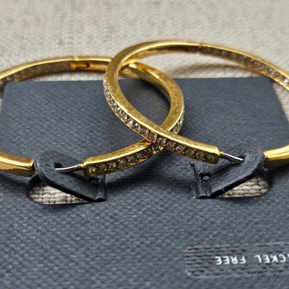 Nordstrom Women Earrings Hoop Round Crystal Accent Gold Tone Fashion Jewelry - Picture 6 of 12